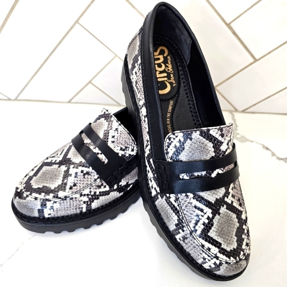 Circus Sam Edelman Platform Loafers Women's Size 7.5 Snakeskin NWOT Chunky